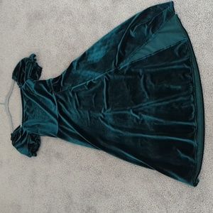 Loft green velvet midi dress